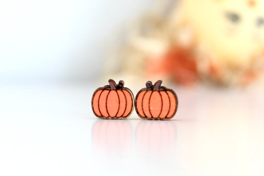 Wood Painted Pumpkin Studs