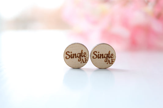 Single AF Wood Stud Earrings