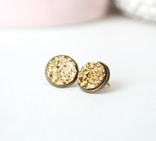 Load image into Gallery viewer, Gold druzy earrings