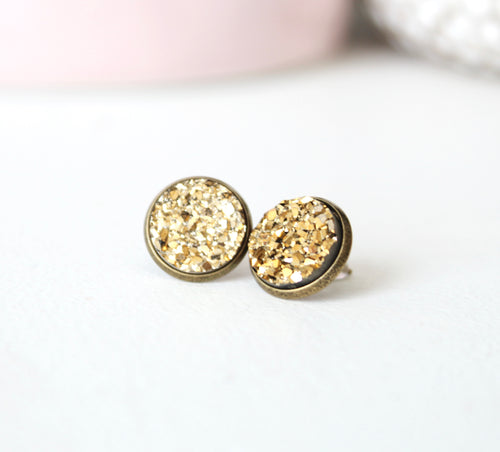 Gold druzy earrings
