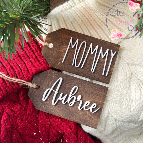 Personalized Stocking Tags- Dark Stain