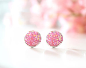 Crystal Pink druzy earrings
