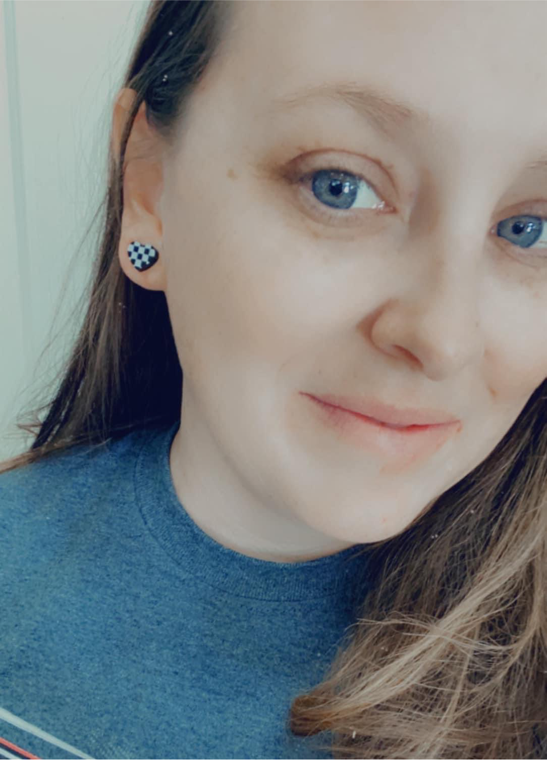 Checkered Flag Acrylic Heart Studs