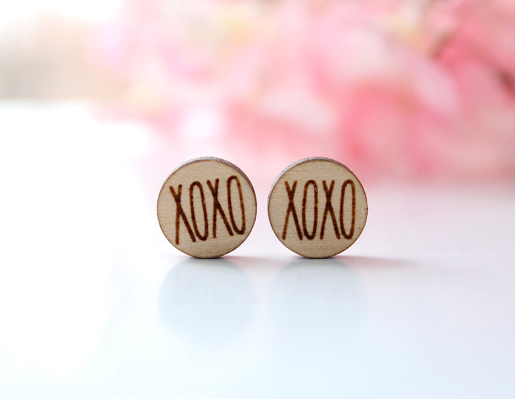 XOXO Wood Stud Earrings