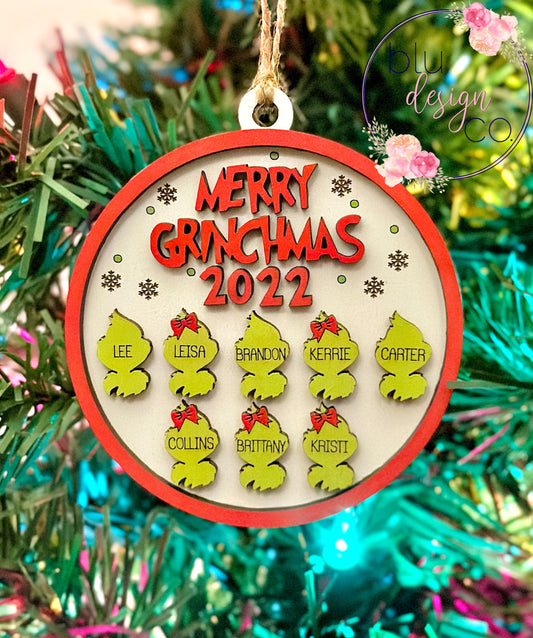 Family Grinchmas Ornament, 1-8 Names