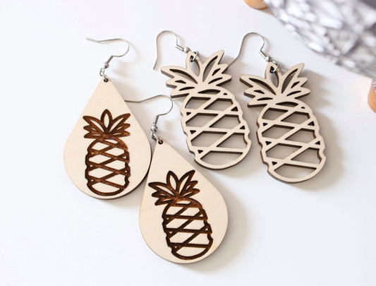 Wood Pineapple Earrings