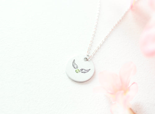 Angel Wings Birthstone Necklace