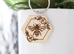 Floral Mama and Bee Keychain