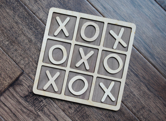 Birch and Walnut Wood Tic-Tac-Toe Board