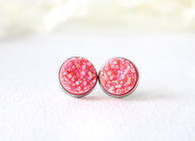 Load image into Gallery viewer, Coral Chunky Druzy Earrings
