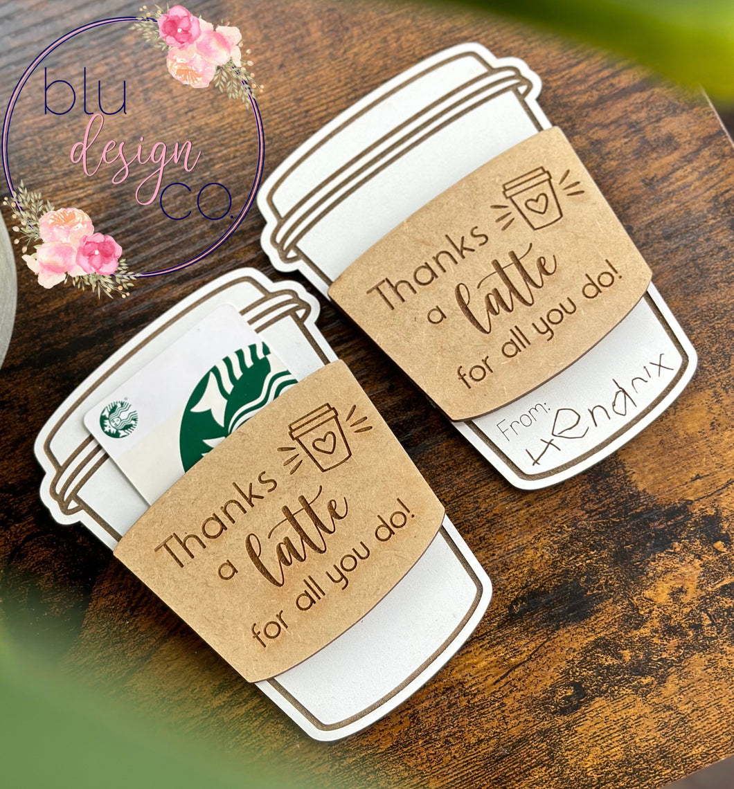 Custom Latte Gift Card Holder