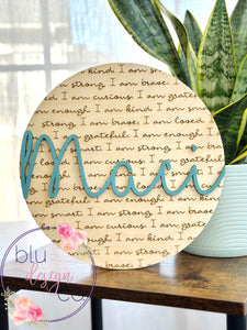 Personalized Round Positive Affirmations Sign