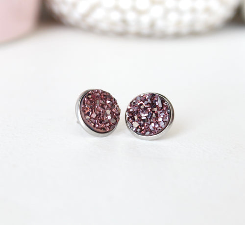Rose Copper Druzy Earrings