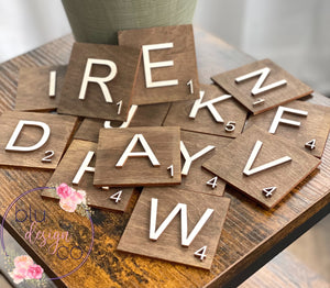 Wooden Wall Scrabble Letter Tiles