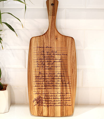 Acacia Wood Handwritten Recipe Cutting Board