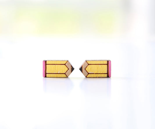 Painted Pencil Stud Earrings