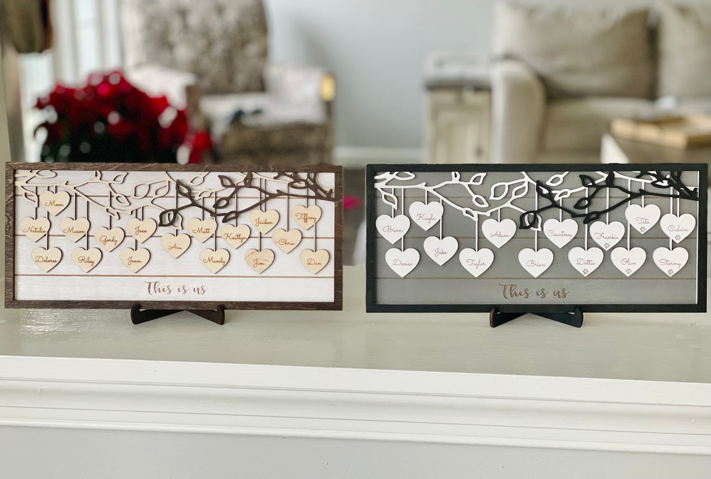 Custom Family Tree Hearts Sign