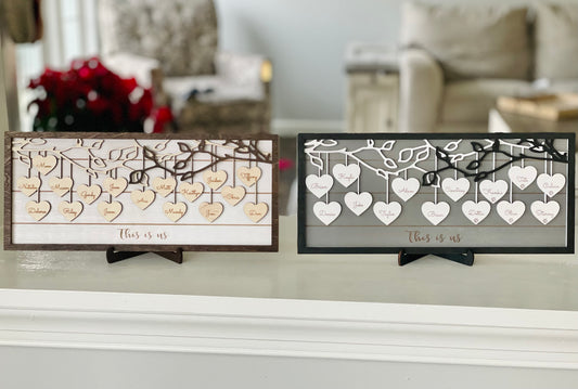 Custom Family Tree Hearts Sign