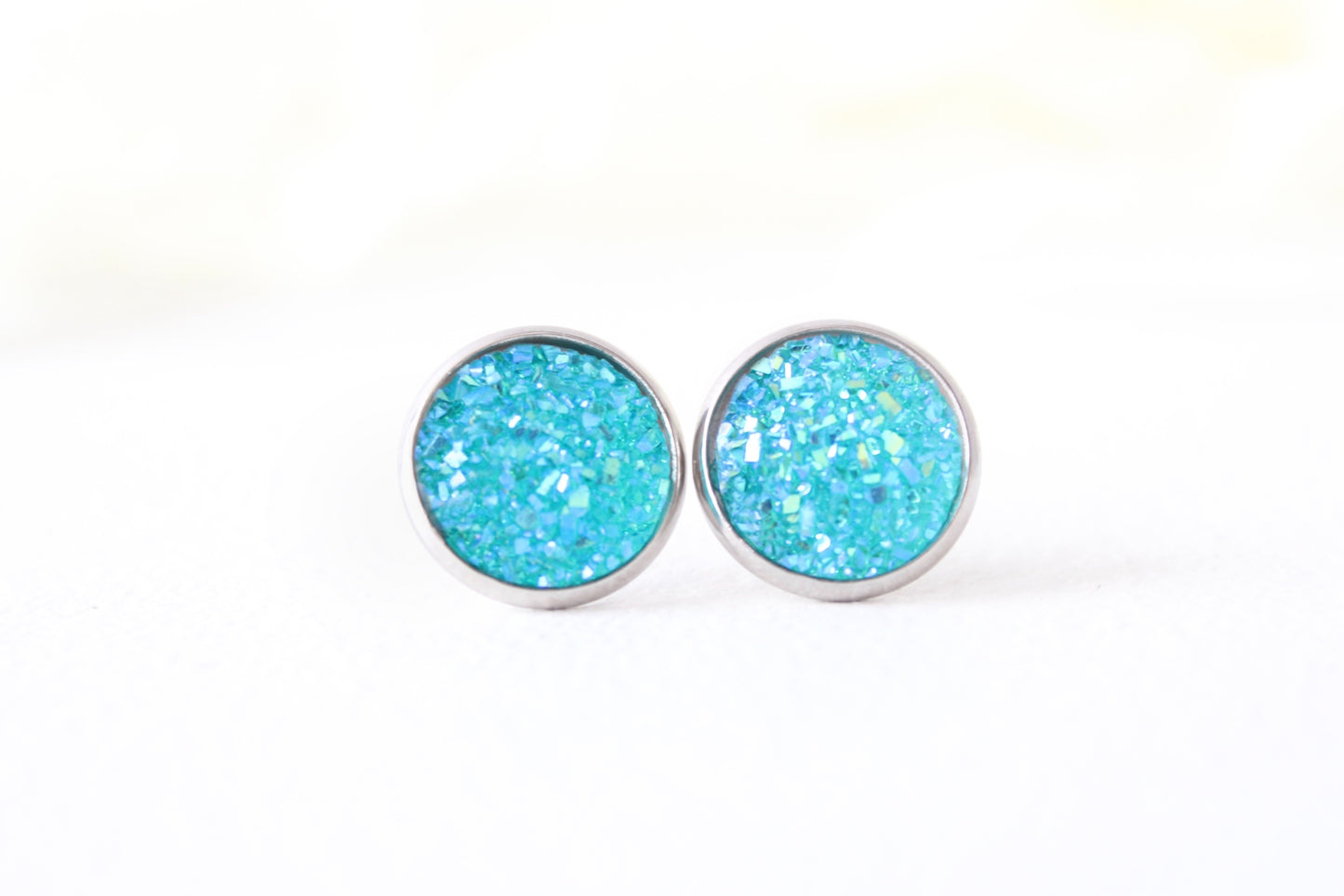 Aqua Druzy Earrings