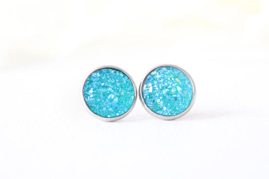 Aqua Druzy Earrings