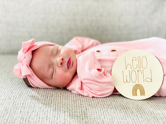 Hello World Rainbow Announcement Plaque