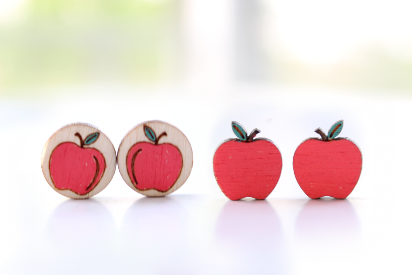 Painted Apple Stud Earrings