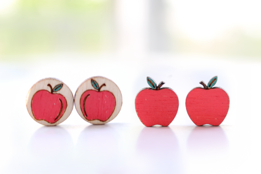 Painted Apple Stud Earrings