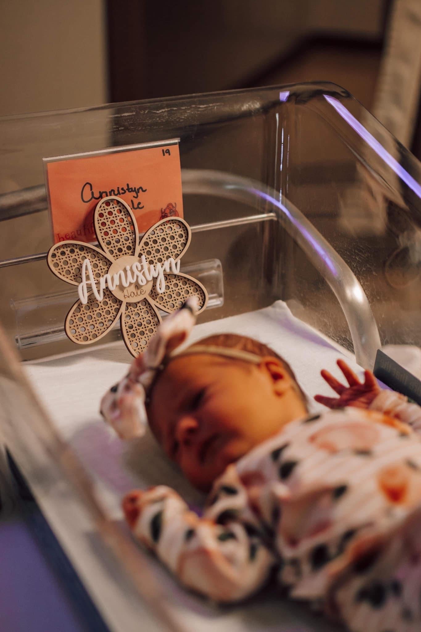 Layered Rattan Daisy Baby Name Sign