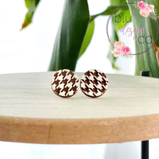 Wooden Houndstooth Studs
