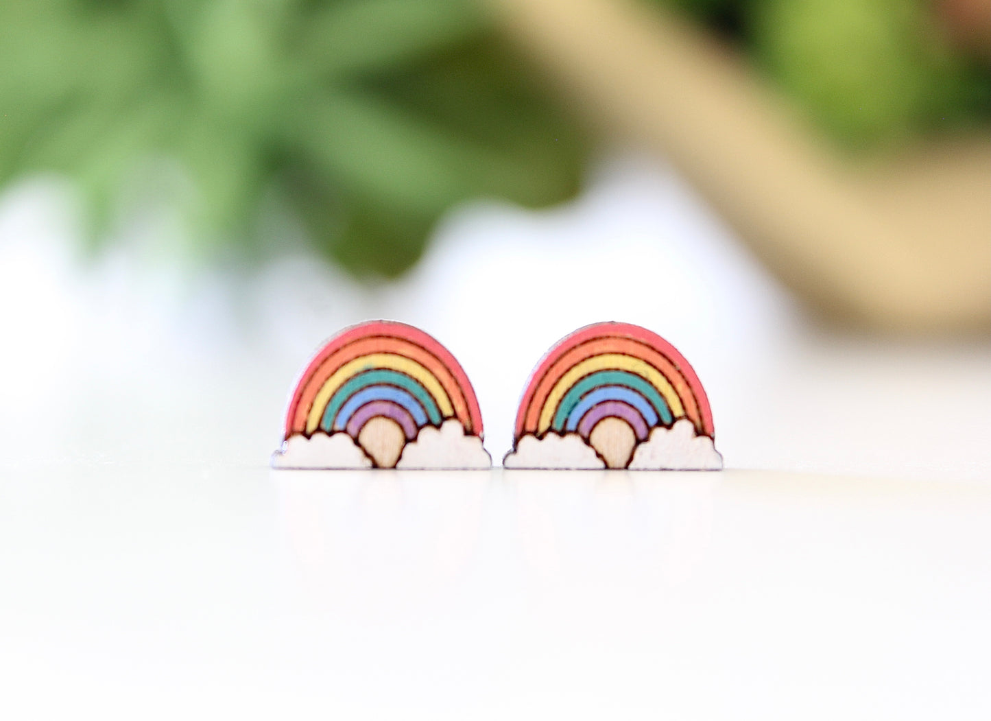 Painted Wood Rainbow Studs
