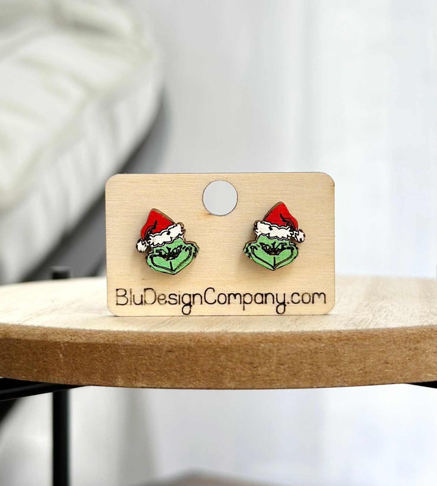 Wooden Grinch Studs