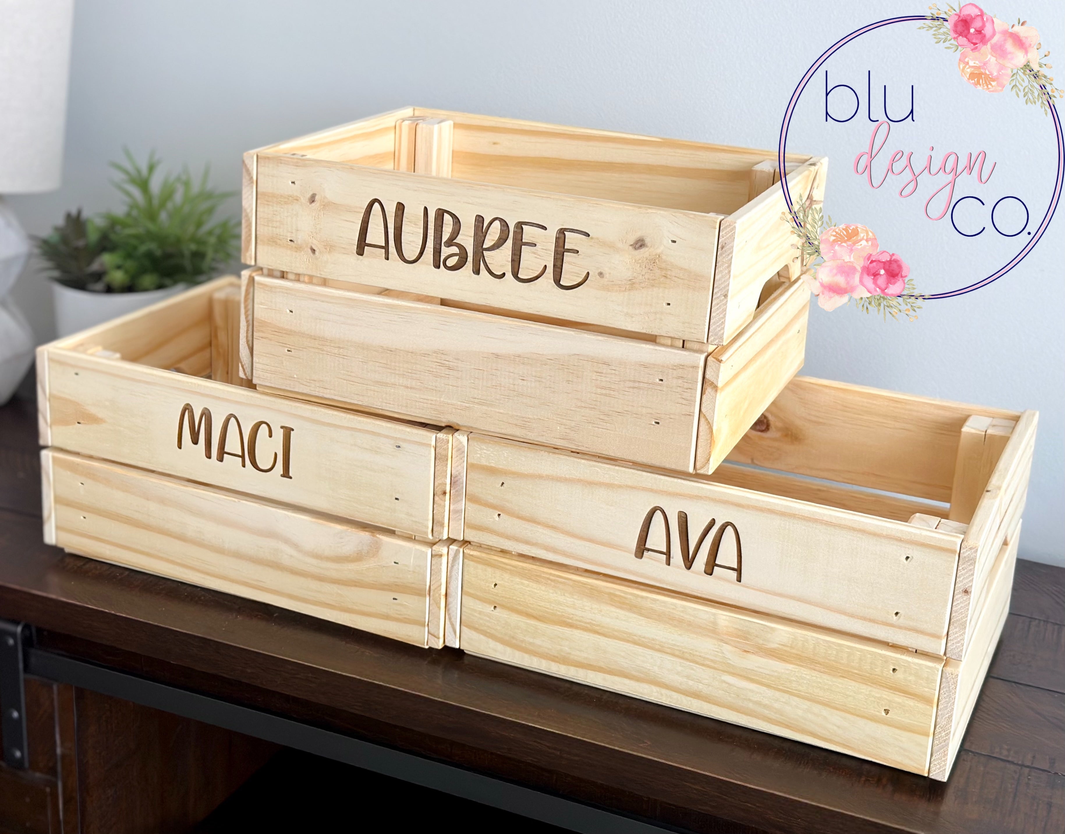 Branded Crates Personalized Wood Crate – Blu Design Company