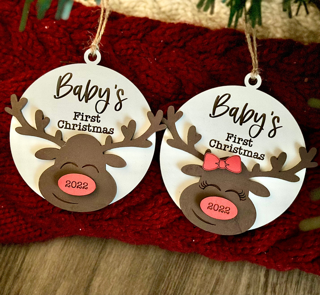 Personalized Baby’s First Christmas Reindeer Ornament