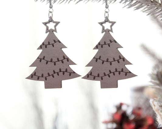Walnut Wood Tree Earrings