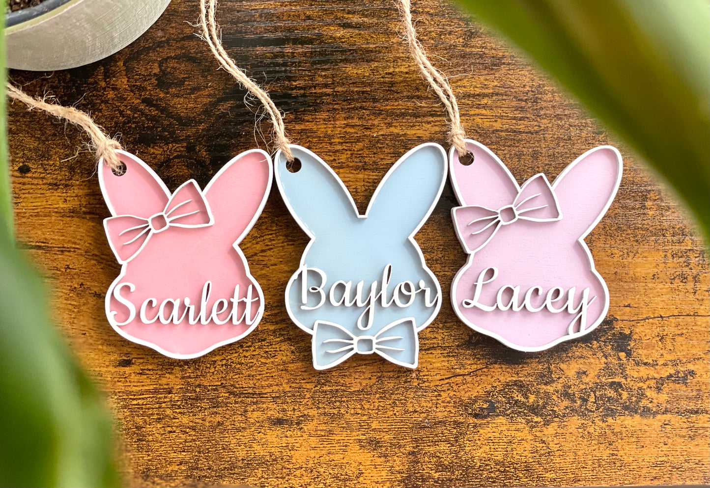 Custom Bunny Layered Easter Basket Tags