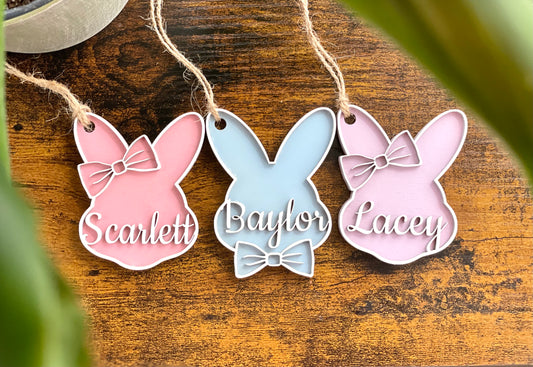 Custom Bunny Layered Easter Basket Tags