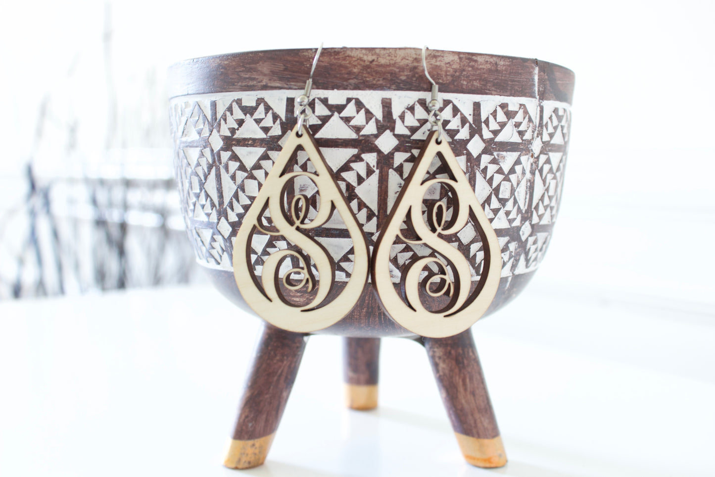 Monogram Initial Teardrop Earrings