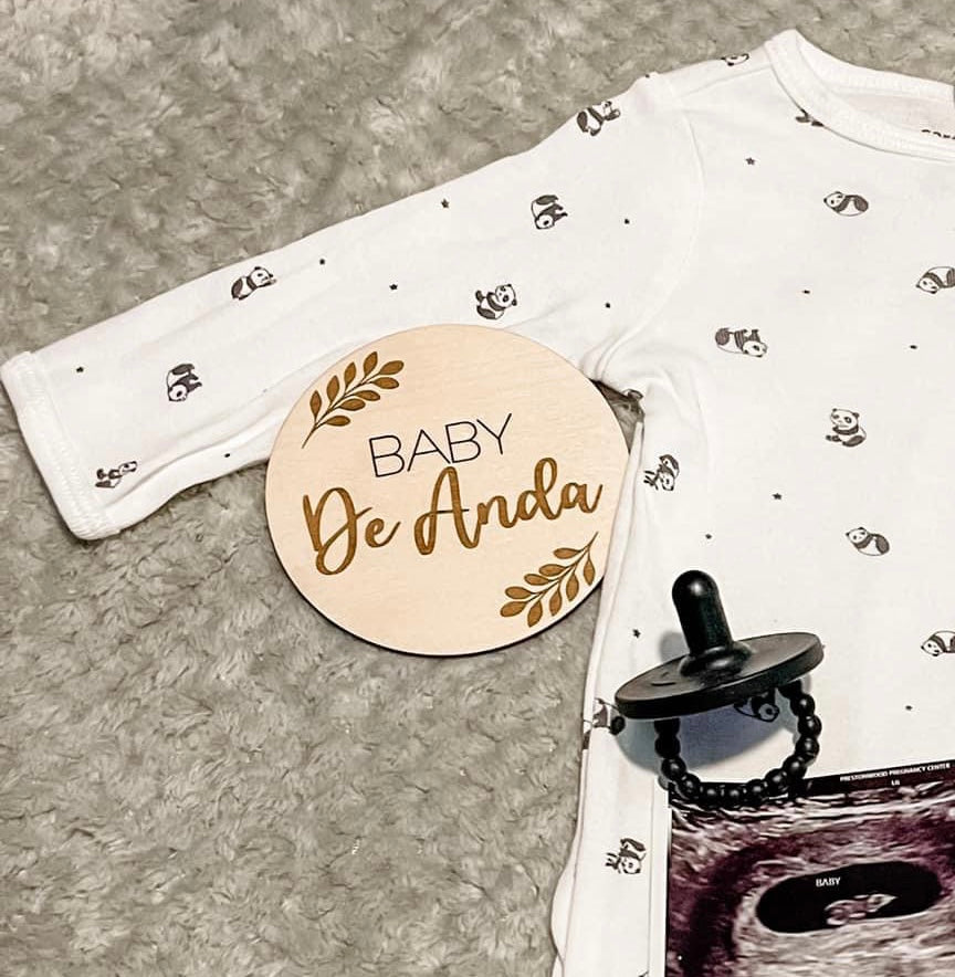 Floral Baby Name Announcement Plaque