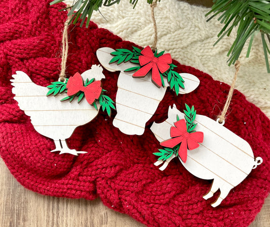Shiplap Farm Animal Ornaments