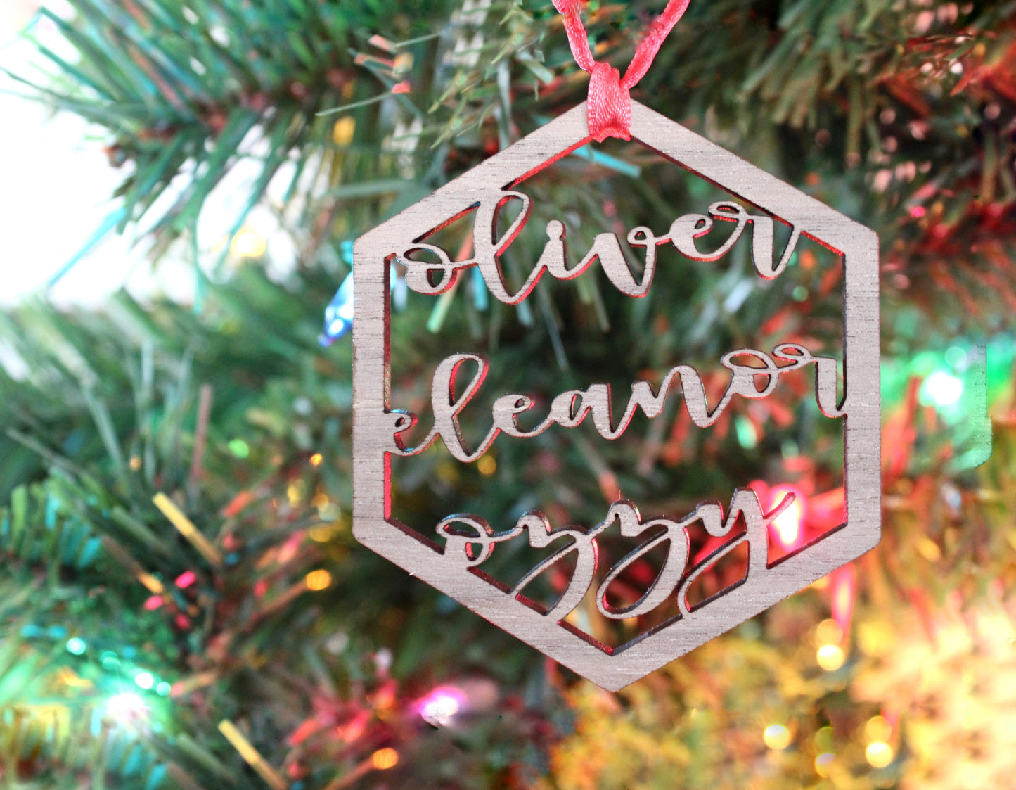 Personalized Cut Out Walnut Wood Ornament