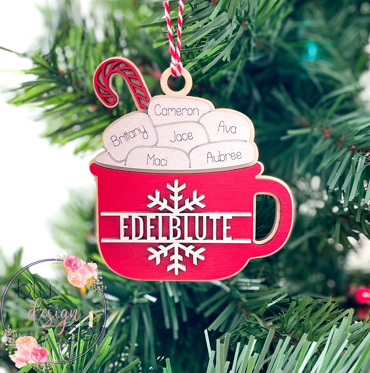 Hot Cocoa Family Mug Ornament, 1-6 Names