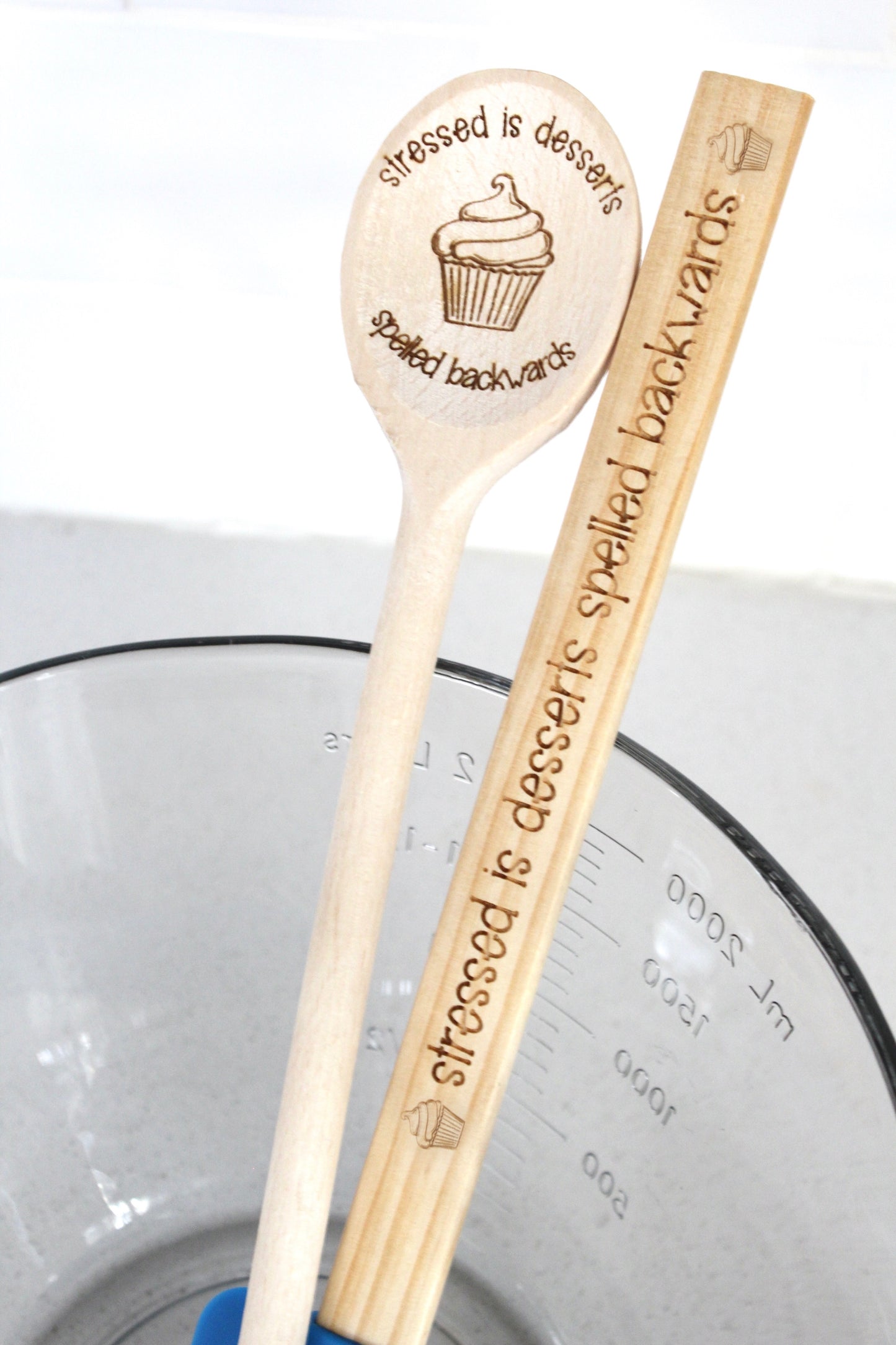 Stressed Is Desserts Spelled Backwards Wood Spoon/ Spatula Set