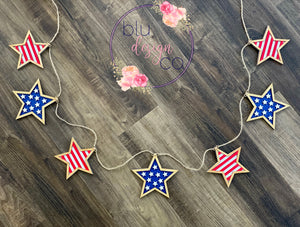 Red White and Blue Wooden Star Banner