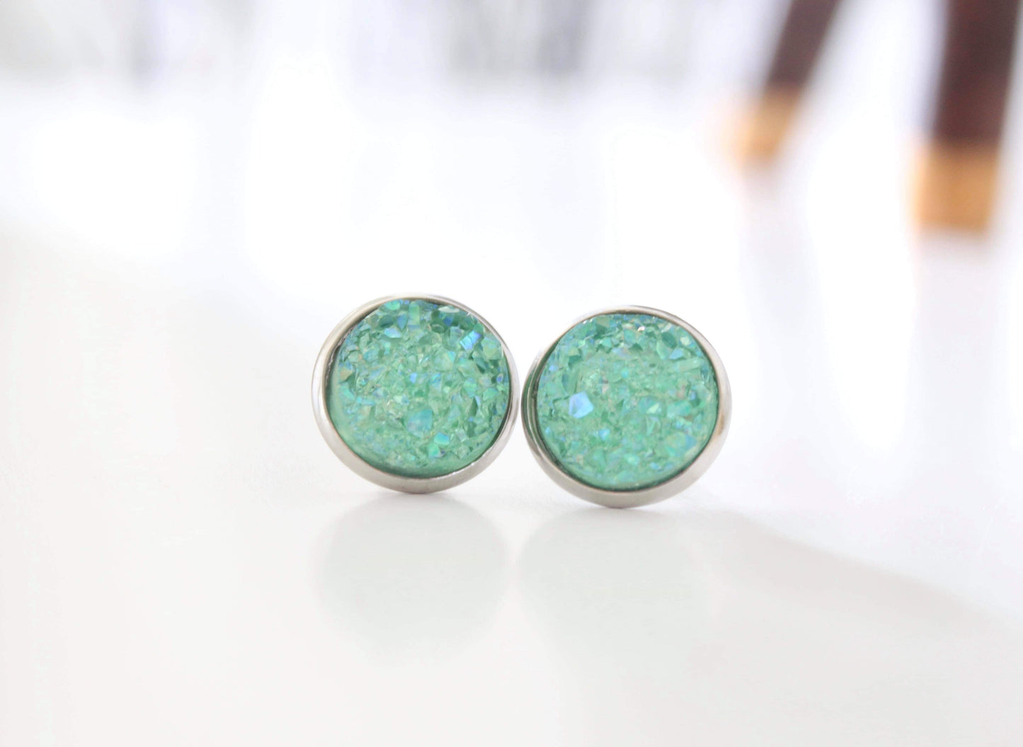 Mint Druzy Earrings