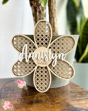 Load image into Gallery viewer, Layered Rattan Daisy Baby Name Sign