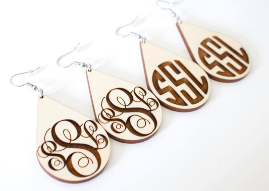 Teardrop Monogram Earrings