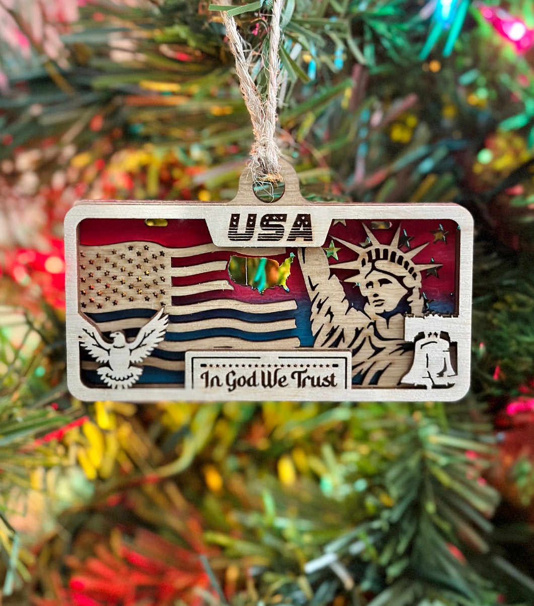 USA License Plate Ornament