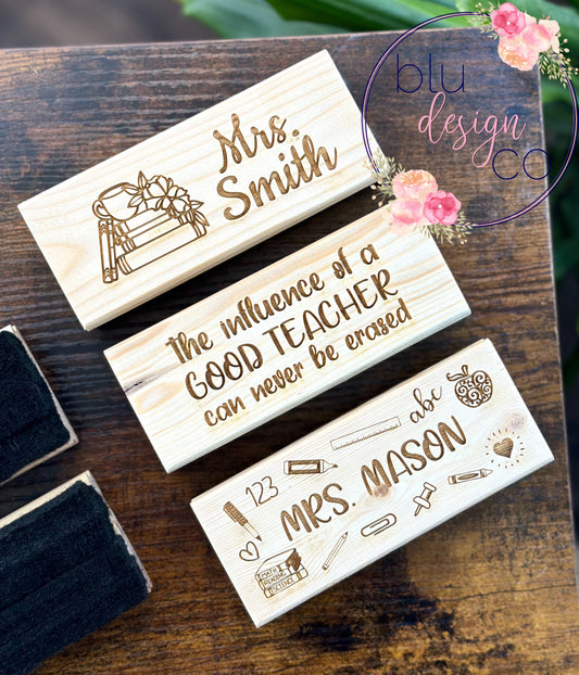 Engraved Wooden Teacher Erasers