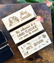 Load image into Gallery viewer, Engraved Wooden Teacher Erasers