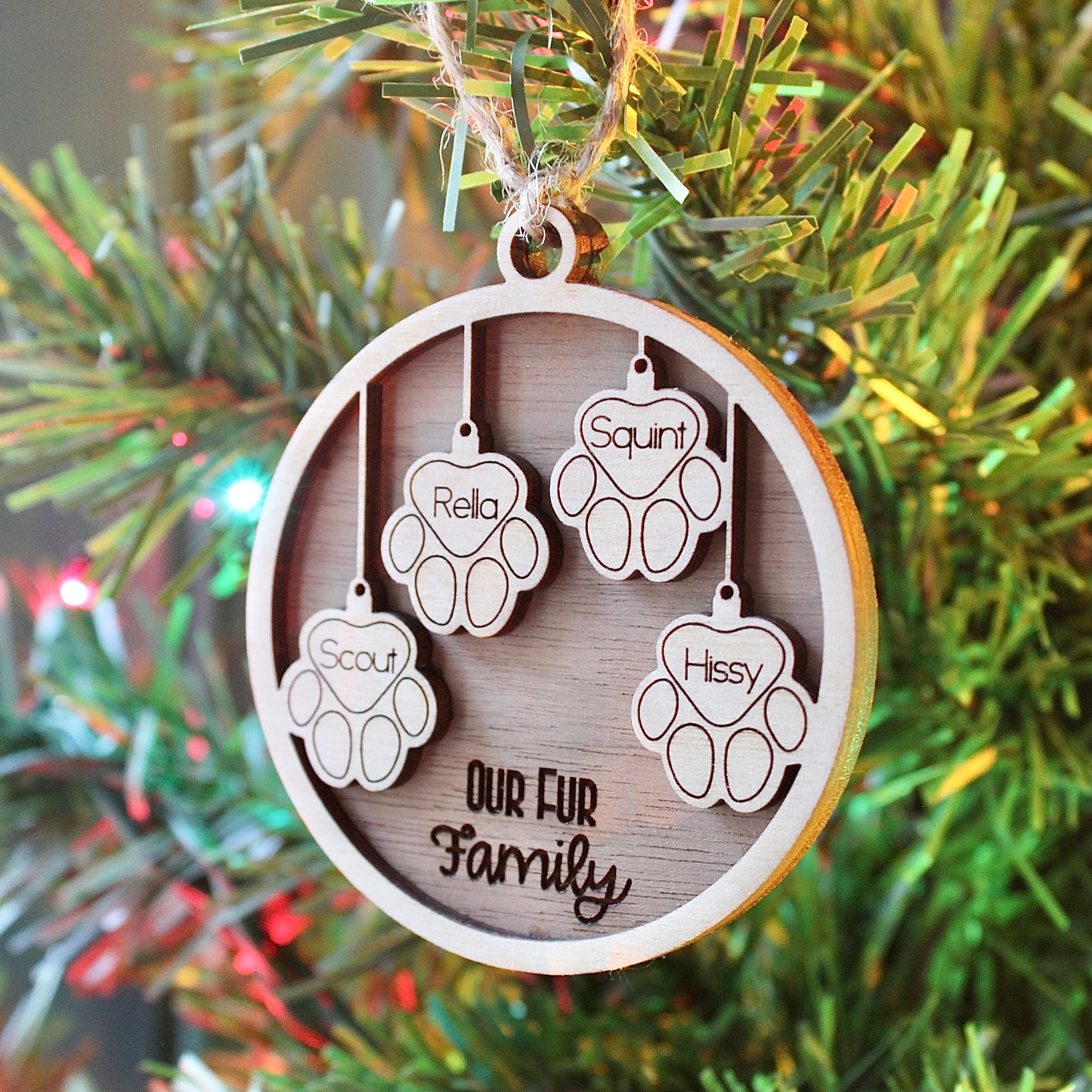 Fur Family Ornament, 1-8 paws